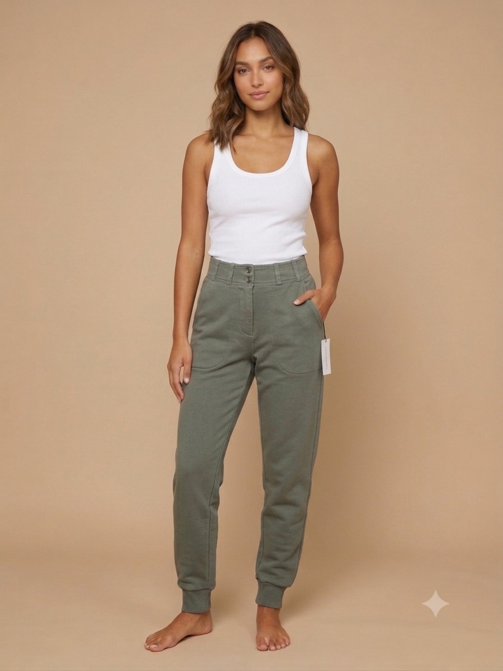 Something Navy Green High Waisted Jogger Pants NWT